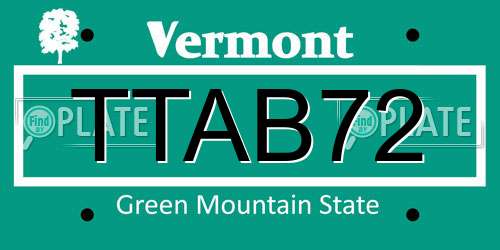 TTAB72 Vermont License Plate