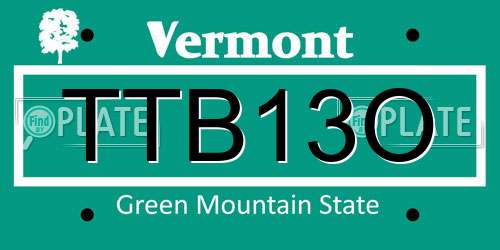 TTB13O Vermont License Plate