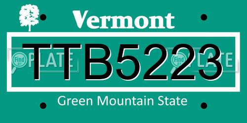 TTB5223 Vermont License Plate