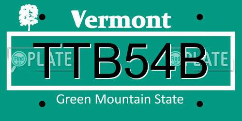 TTB54B Vermont License Plate