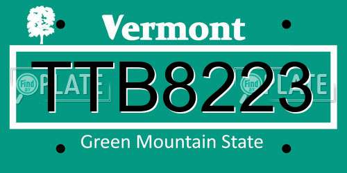TTB8223 Vermont License Plate