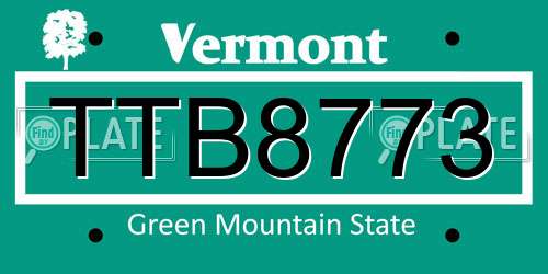 TTB8773 Vermont License Plate