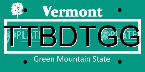 TTBDTGG Vermont License Plate