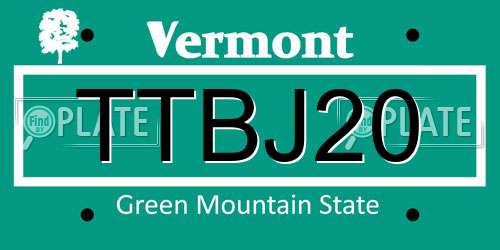 TTBJ20 Vermont License Plate