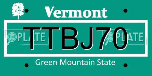 TTBJ70 Vermont License Plate