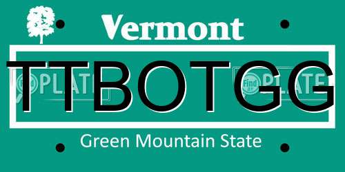 TTBOTGG Vermont License Plate