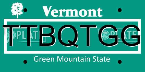 TTBQTGG Vermont License Plate