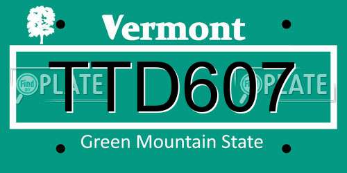 TTD607 Vermont License Plate
