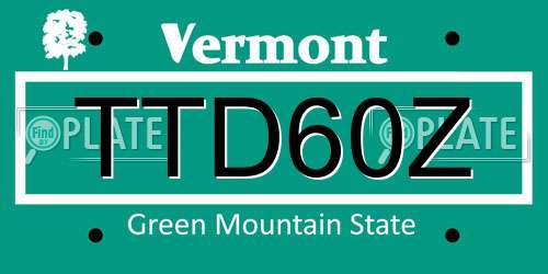 TTD60Z Vermont License Plate