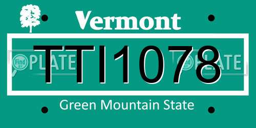TTI1078 Vermont License Plate