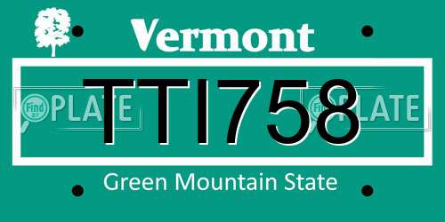 TTI758 Vermont License Plate