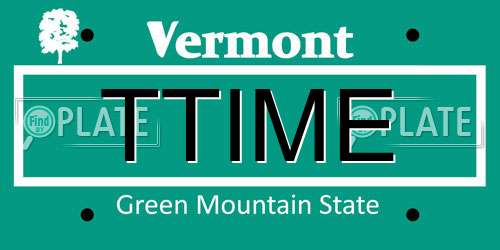 TTIME Vermont License Plate