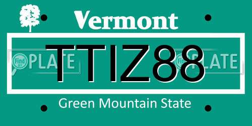 TTIZ88 Vermont License Plate