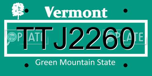 TTJ2260 Vermont License Plate