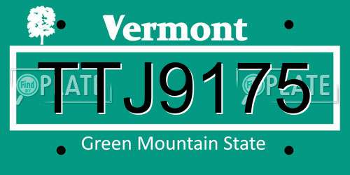 TTJ9175 Vermont License Plate