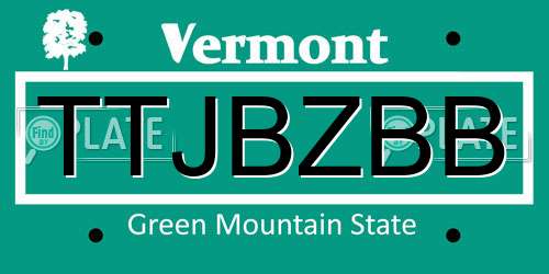 TTJBZBB Vermont License Plate