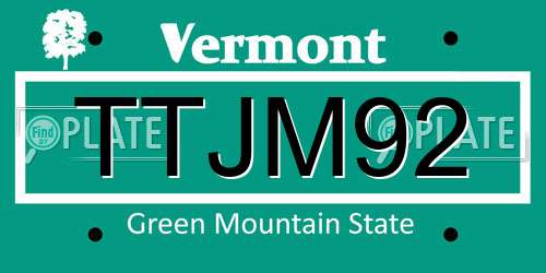 TTJM92 Vermont License Plate