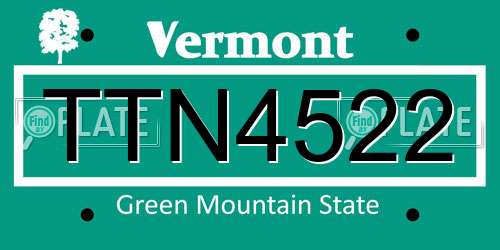 TTN4522 Vermont License Plate