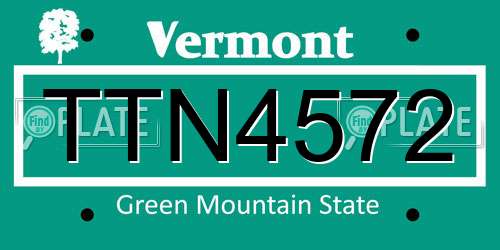 TTN4572 Vermont License Plate