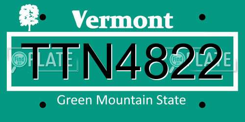 TTN4822 Vermont License Plate