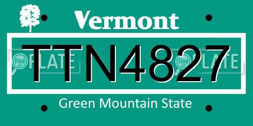 TTN4827 Vermont License Plate