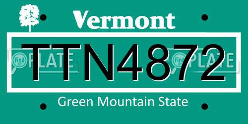 TTN4872 Vermont License Plate