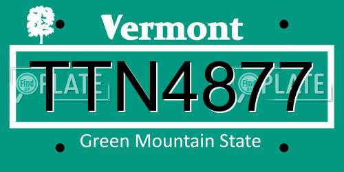 TTN4877 Vermont License Plate
