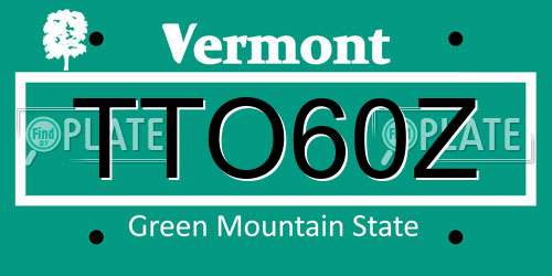 TTO60Z Vermont License Plate