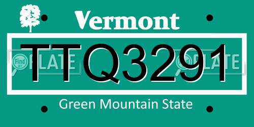 TTQ3291 Vermont License Plate