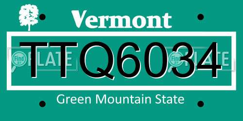 TTQ6034 Vermont License Plate