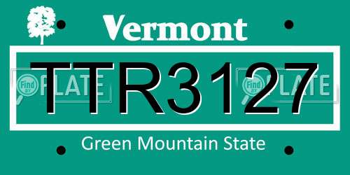 TTR3127 Vermont License Plate