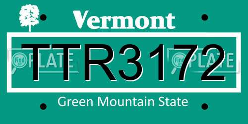TTR3172 Vermont License Plate