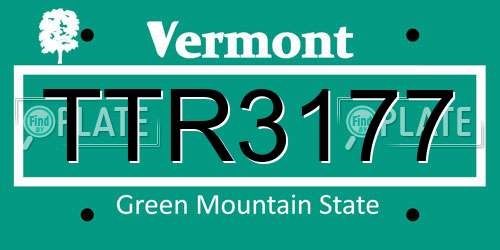 TTR3177 Vermont License Plate