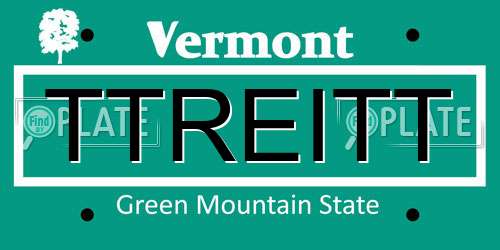 TTREITT Vermont License Plate