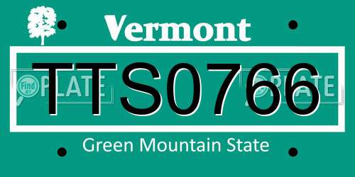 TTS0766 Vermont License Plate