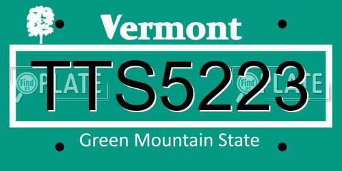 TTS5223 Vermont License Plate