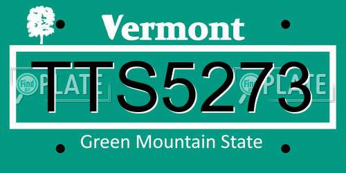 TTS5273 Vermont License Plate