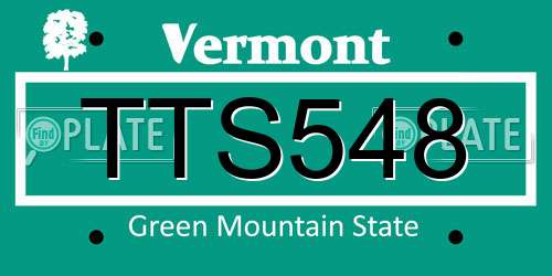 TTS548 Vermont License Plate