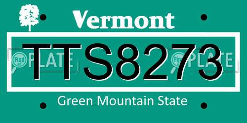 TTS8273 Vermont License Plate