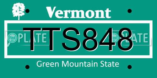 TTS848 Vermont License Plate