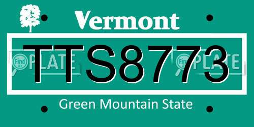 TTS8773 Vermont License Plate