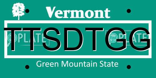 TTSDTGG Vermont License Plate