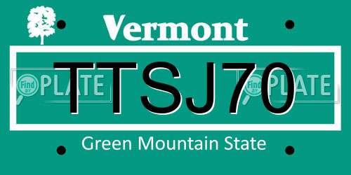TTSJ70 Vermont License Plate