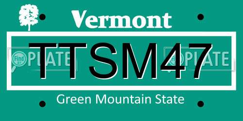 TTSM47 Vermont License Plate