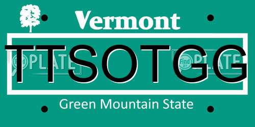 TTSOTGG Vermont License Plate