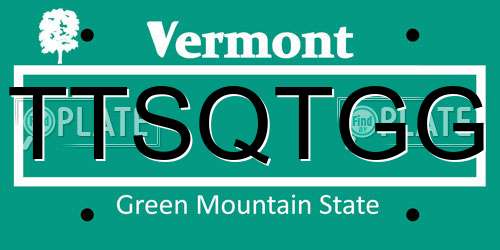 TTSQTGG Vermont License Plate