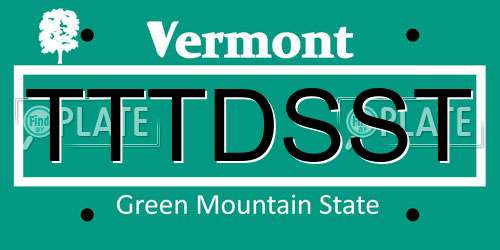 TTTDSST Vermont License Plate
