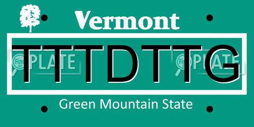 TTTDTTG Vermont License Plate