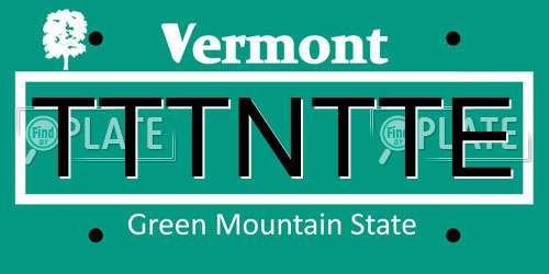 TTTNTTE Vermont License Plate