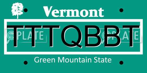 TTTQBBT Vermont License Plate